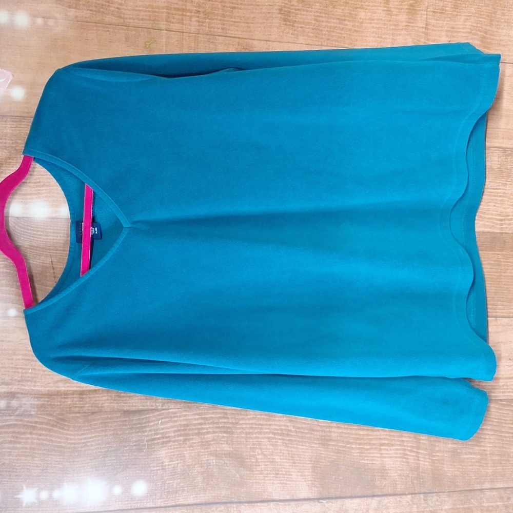 BASIC EDITIONS SIZE XL BLUE V-NECK SWEATER